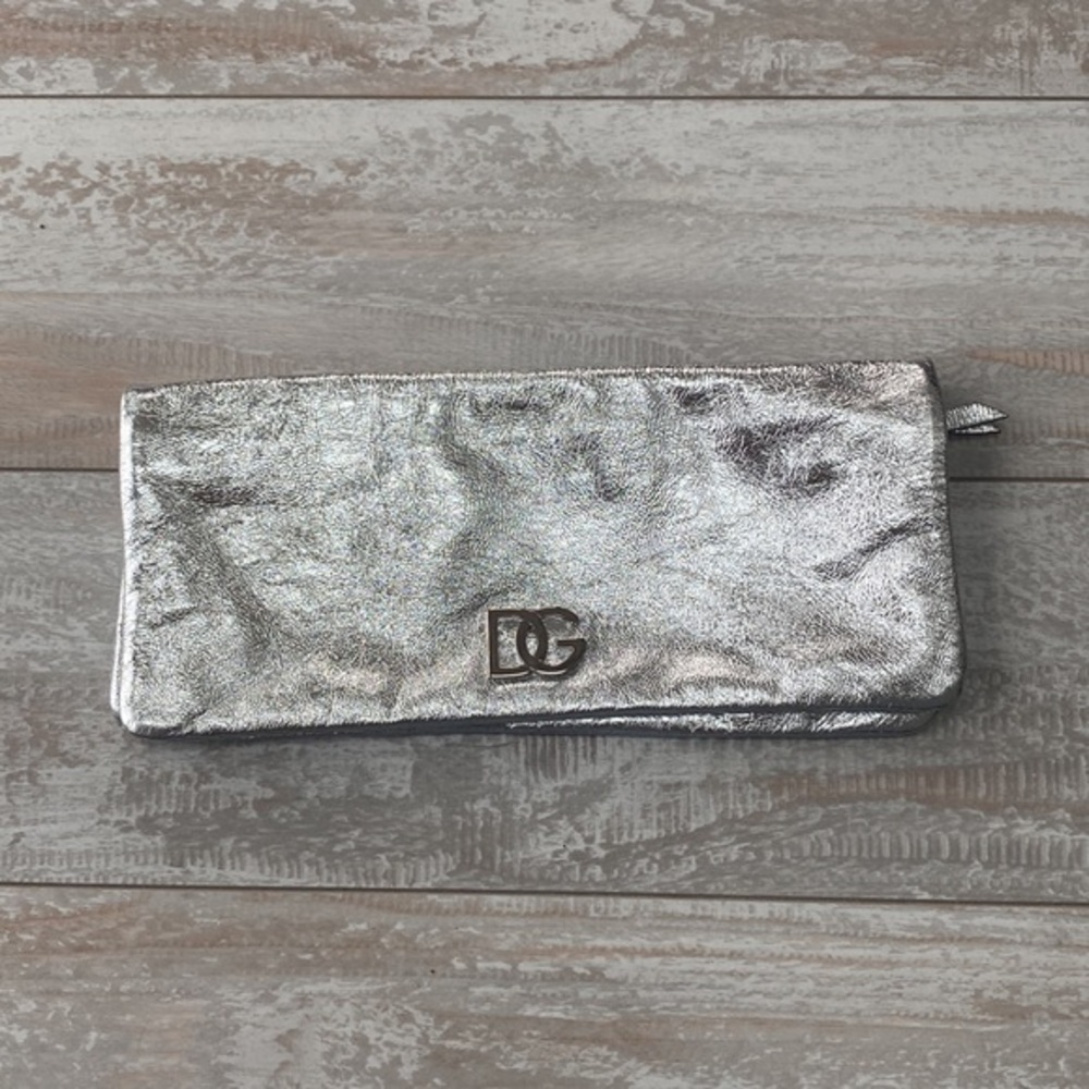 Dolce & Gabbana Authentic Fold Over Silver‎ Clutch